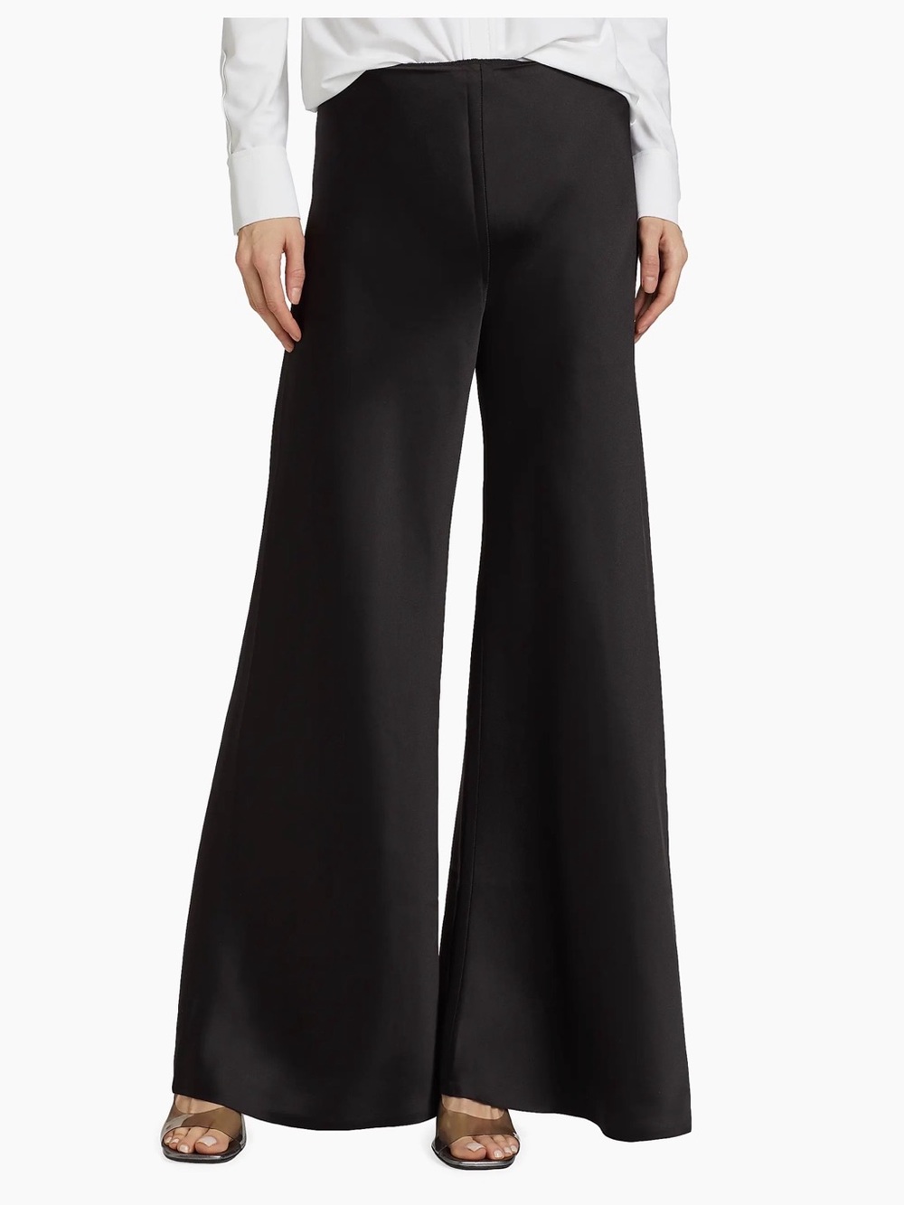 Norma Kamali Bias Satin Elephant Pants XL Black High Rise Wide Leg NWT